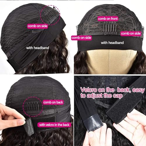 Image of Deep Wave Headband Wig Human Hair 22 Inch Brazilian Virgin Natural Black