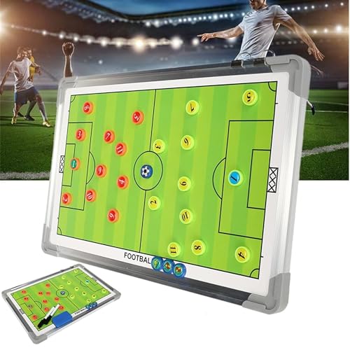 Image of SLYK Portable Double-Sided Magnetic Coaching Board for Football, 18 x 12 inch, Professional Winning Strategy Training Assistant Tactics Board with Erasable Write-Wipe 2 in 1 Marker Pen