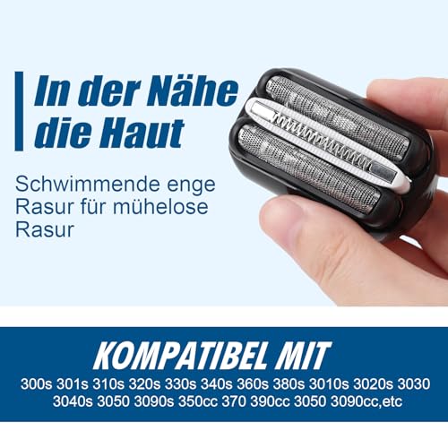 32B Ersatzkopf für Series 3 Rasierer von Braun – Einfaches Aufstecken, Nass- und Trockenanwendung – Kompatibel mit Braun Series 3 301S, 310S, 320S, 330S, 340S usw. – Ersatzköpfe für die Männerpflege 3