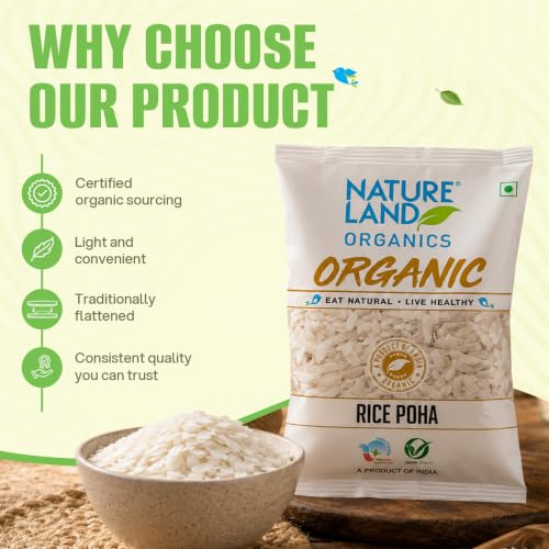 Image of Natureland Organics Rice Poha 500 Gm - Organic Healthy Poha