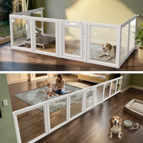 Image of FXW AuraSpace Acrylic Dog Playpen with Fence-to-Wall Anchors, 35 inchH, 8-Panel