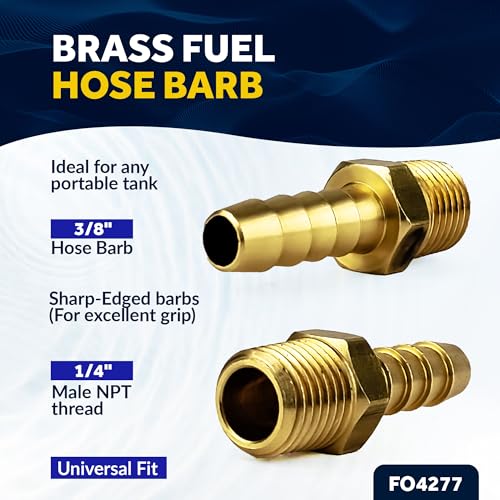 image for Five Oceans 3/8 Barb Fitting - Brass Fuel Hose Barb 1/4-Inch NPT Threa