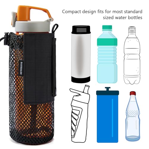 Bassdash Tactical Molle Wasserflasche Beutel mit Karabiner faltbar Mesh Flaschenhalter für Reisen Angeln Jagd Wandern Outdoor-Aktivitäten