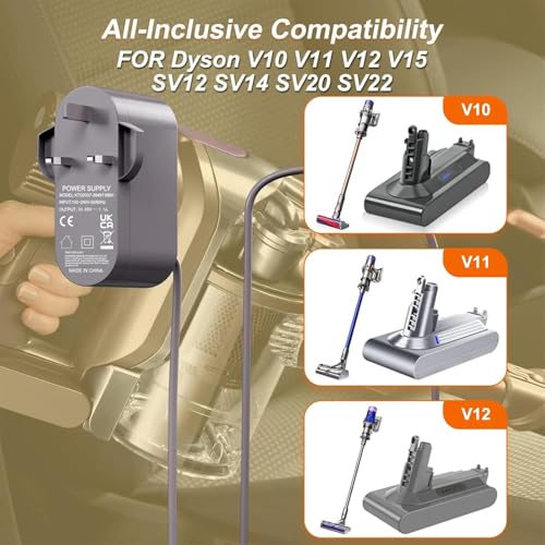 30.45V Charger for Dyson V10 V11 V12 V15 SV11 SV12 SV14 SV15 SV20 SV22 Vacuum Cordless Handheld Cleaner Absolute Battery Original Charger