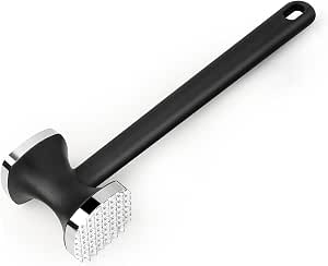 NULIZL Dual-Sided Meat Tenderizer Hammer - Stainless Steel, Heavy Duty For Steak & Chicken (9.6" Long)