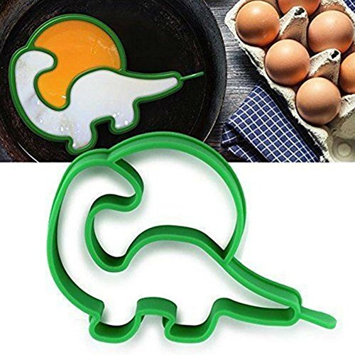 AKOAK Cute Funny Reusable Non Stick Silicone Dinosaur Fried Egg Shaper Mold Egg Ring Pancake Breakfast Essential Kitchen Gadget Cooking Tool