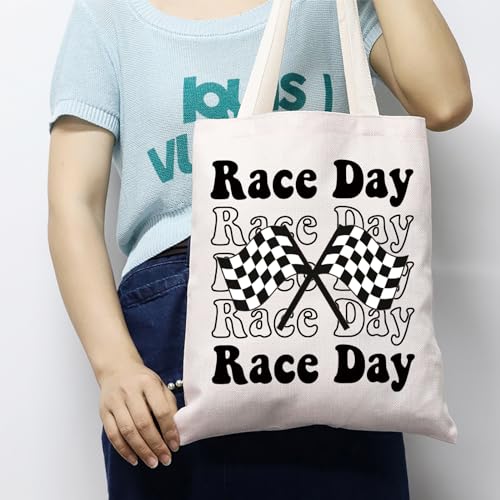 Bolso tote divertido con estampado de cuadrícula para carreras, bolso de compras para amantes del automovilismo, regalo ideal miniatura 2