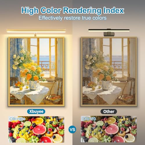 Image of LED Picture Lights for Paintings Plug in, Adjustable Art Light Gallery Wall Light for Display Art Work, 16inch 6W 3000K Warm White, Gold Finish CRI80+ (Pack of 2)