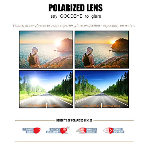 Wraparound Polarized Sunglasses Large Square Rectangle Metal Frame for Men Driving Fishing (Gunmetal/Gray, 60) - Thumbnail 2
