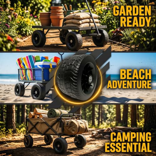 Rueda de Repuesto para Carrito con Rodamiento Externo, Neumático de PP Resistente, Rueda de Repuesto para Carretilla Plegable, Carrito de Jardín y Camping al Aire Libre miniatura 5
