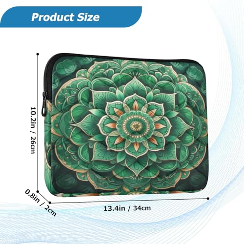 Funda Mandala Verde 13-14 Pulgadas Impermeable para Laptop miniatura 3