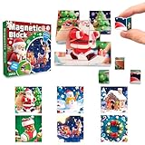 Magnetic Blocks Building Toy,Ritastar 25pcs Mine Stacking Magnet Build Cubes Cartoon Pattern World,STEM Sensory Construction Toys for Kids Gift,Educational Jigsaw Puzzle Set with 3D Christmas Designs