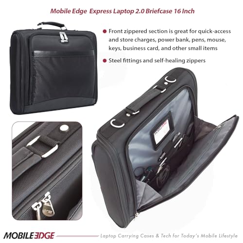 Mobile Edge Express 2.0 Laptop Briefcase Bag with Strap for Men and Women, Compatible with MacBook Pros and PC 16", Black3