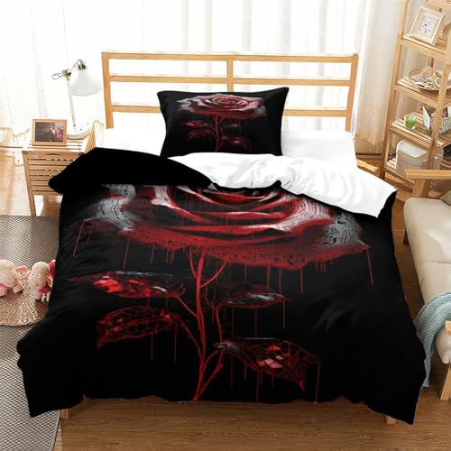 Parure de lit plantes microfibres 3D rouge housse de couette