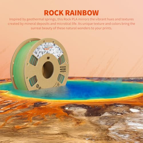 Image of OVERTURE Rock PLA Filament 1.75mm, Marble PLA 3D Printer Filament 1kg Spool (2.2lbs), Dimensional Accuracy + /- 0.02 mm, Fit Most FDM Printer (Rock Rainbow)