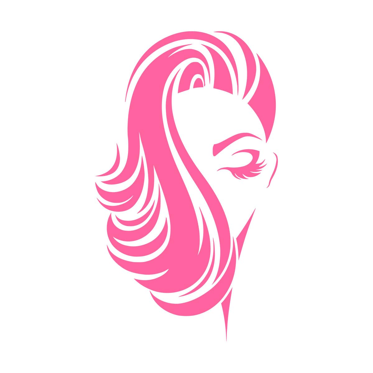 Barber Shop Vinyl Wall Decal Girl Face Lady Beauty Hair Salon Hairstyle Sticker Removable Art Mural for Bedroom Living Room Large - 56x95cm