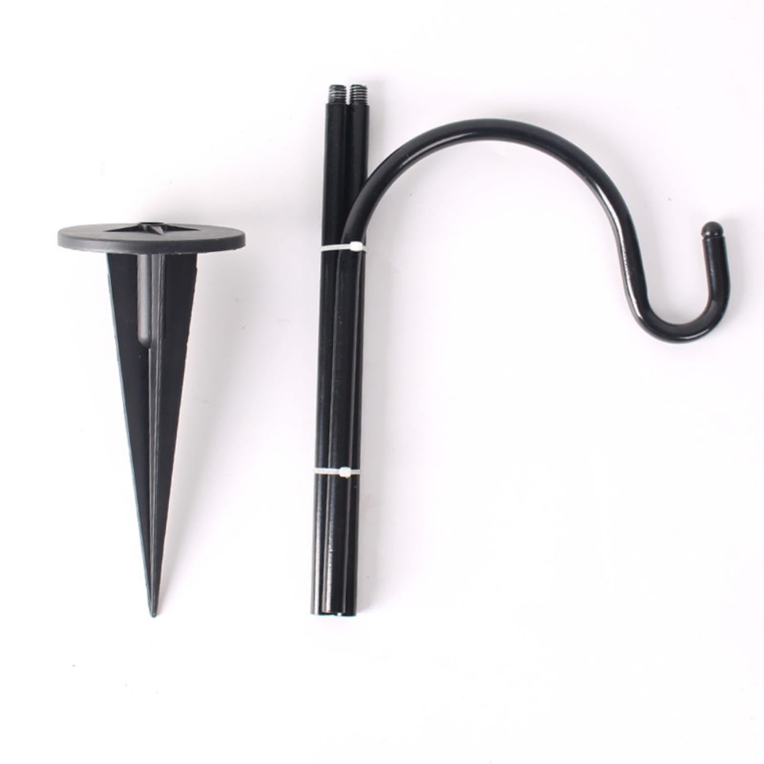 Iron Shepherd's Hook Black Garden Shepherd's Hook Pointed Base Outdoor Decor Curved Top, Iron Hook-image-13
