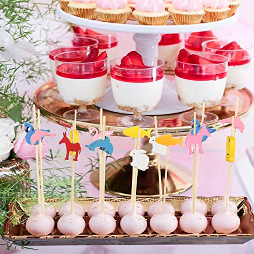 ManYee 200 Pcs Cocktail Picks Bamboo Cocktail Picks Toothpicks 4.72 Inch Fruit Kabob Skewers Sticks Food Sticks for Party Drink Fruit Dessert Appetizer