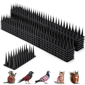 TOBWOLF 12 Pack Bird Spikes, Plastic Bird Deterrent Spikes, Anti-Bird Spikes Defender Spikes, Outdoor Fence Spikes Bird Defender for Ledges, Rooflines, Parapet Walls, Fences - Black