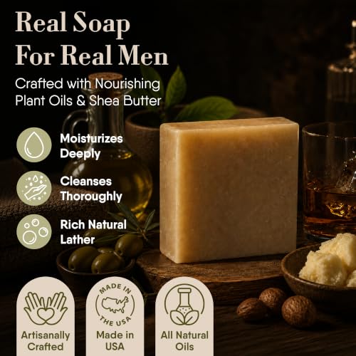 Image of 360Feel Bay Rum Bar Soap - Made in the USA - Castile Handmade, All-Natural, Cold-Processed - Bay Rum Essential Oil - Moisturizing with a Spicy Scent - Calm - Rich, Creamy Lather - (5oz) (Pack of 3)