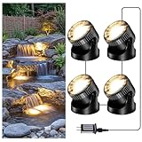 POPOSOAP Pond Lights 4-in-1 Warm White, Underwater Pond Lights with Timer/ IP68 Waterproof Submersible LED Fountain Lights for for Pond Waterfall Fountain Aquarium Garden Patio Pool(Set of 4)-P64H