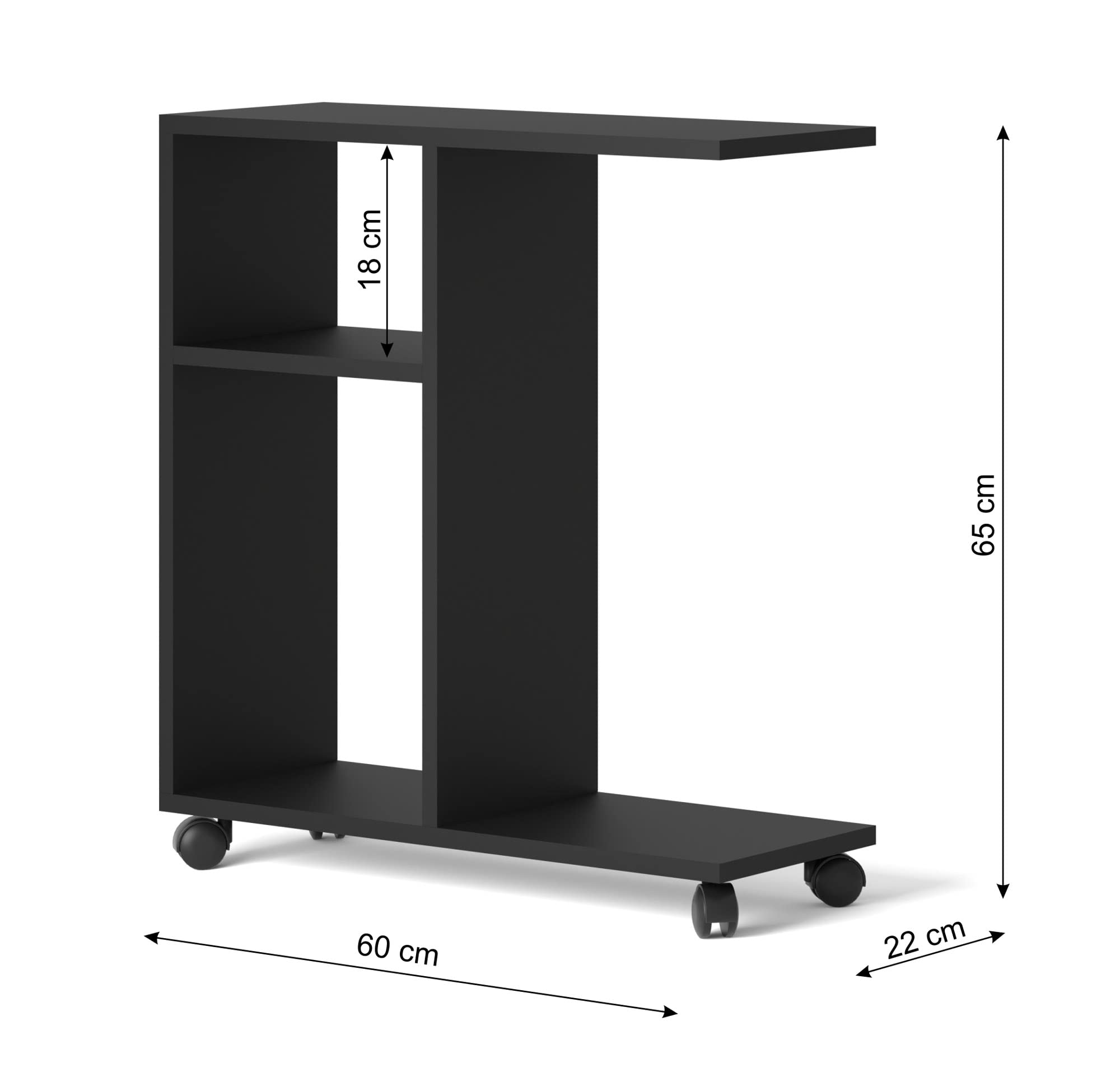 BIM Furniture Trasco 1 60 x 22 x 65 cm tavolino su ruote – tavolino da caffè – comodino – supporto per computer portatile – scomparti aperti – versatile (rovere Sonoma)