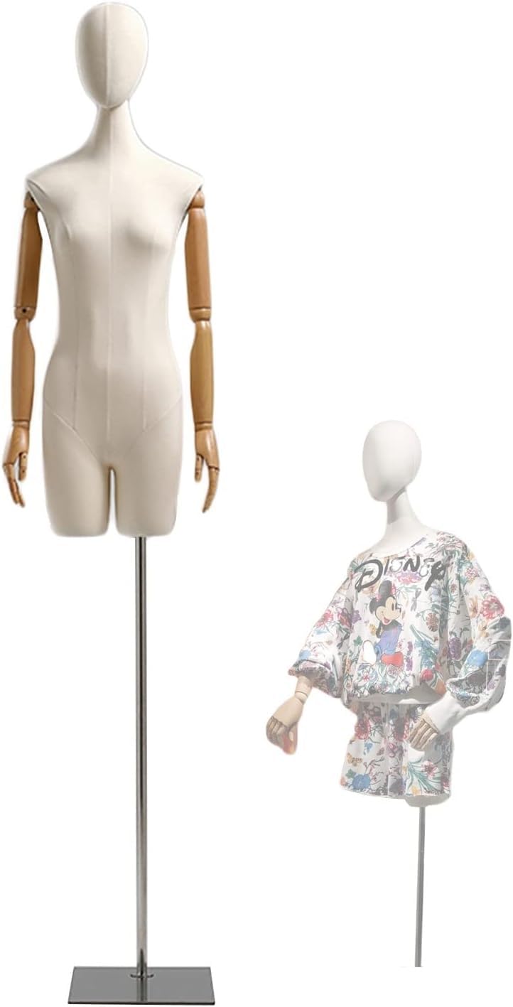 CONGRUI Female Mannequin Torso Body Tailors Dress Form with Head Design Model Props for Clothing Display