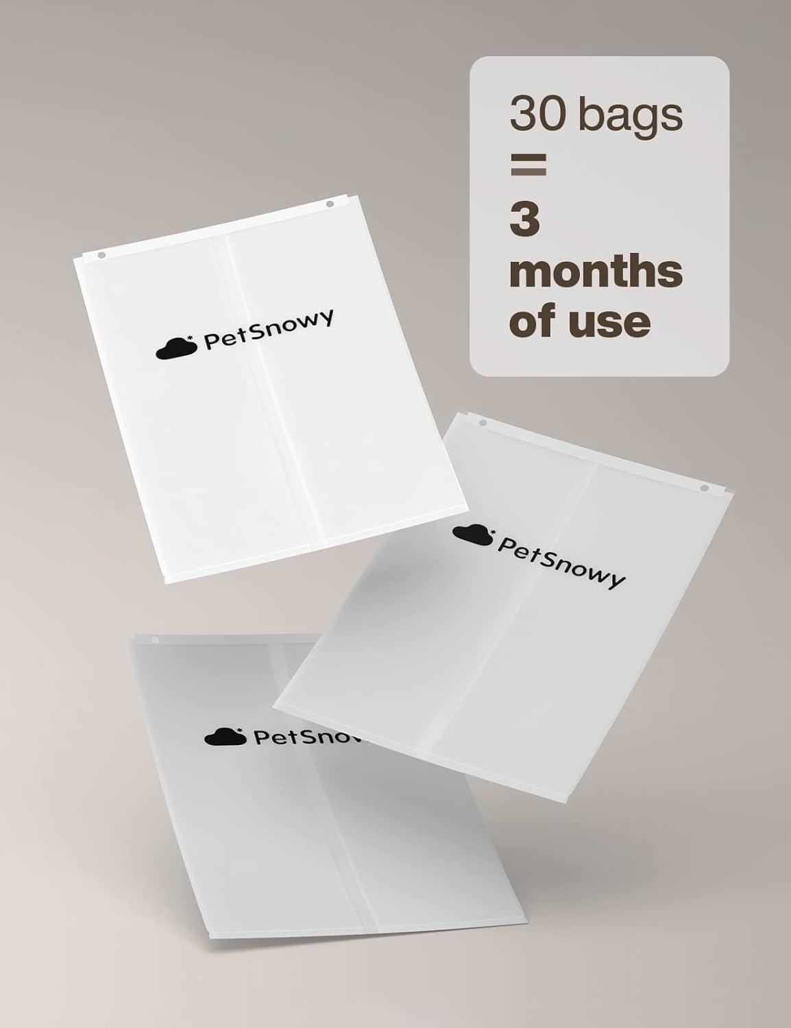 PetSnowy Cat Litter Box Liners, Self-Sealing Waste Drawer Bags for Automatic Cat Litter Box