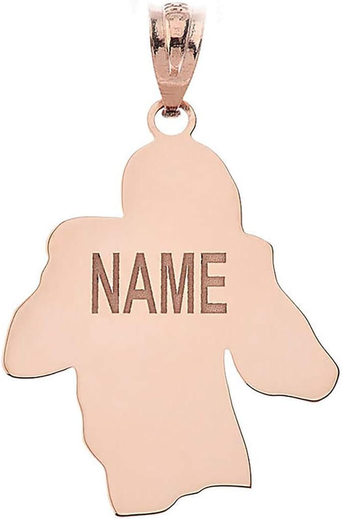 Sports Charm Certified 14k Rose Gold Personalized Football Player Pendant with Your Name and Number