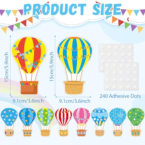 Image of 80Pcs Colorful Hot Air Balloons Cutouts Back to School Bulletin Board Hot Air Balloons Accents Paper Cut-Outs Classroom Decor for Kids DIY Craft Photo Wall Kindergarten Preschool Party Favor Supply