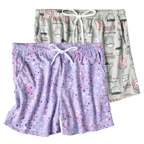 Image of ENJOYNIGHT Women Pajama Shorts Cotton Lounge Bottoms Sleep Shorts with Drawstring & Pockets