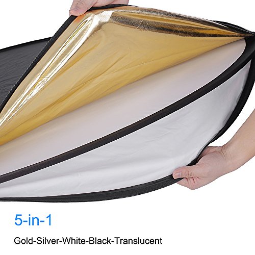 Image of 24 inch (60cm) 5-in-1 Portable Collapsible Multi-Disc Photography Light Photo Reflector for Studio /Outdoor Lighting with Bag - Translucent, Silver, Gold, White and Black