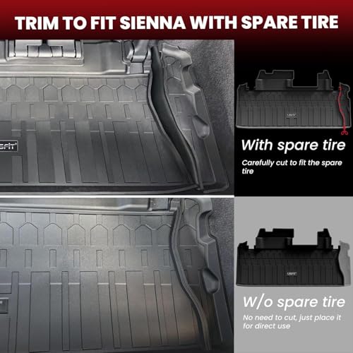 Image of LASFIT Floor Mats&Trunk Mats for Toyota Sienna 7 Seats 2021-2025 2026 (not fit 25 26 Platinum) All Weather TPE Custom Fit Floor Liner for Sienna XLE /XSE /Limited /Edition 7 Passenger