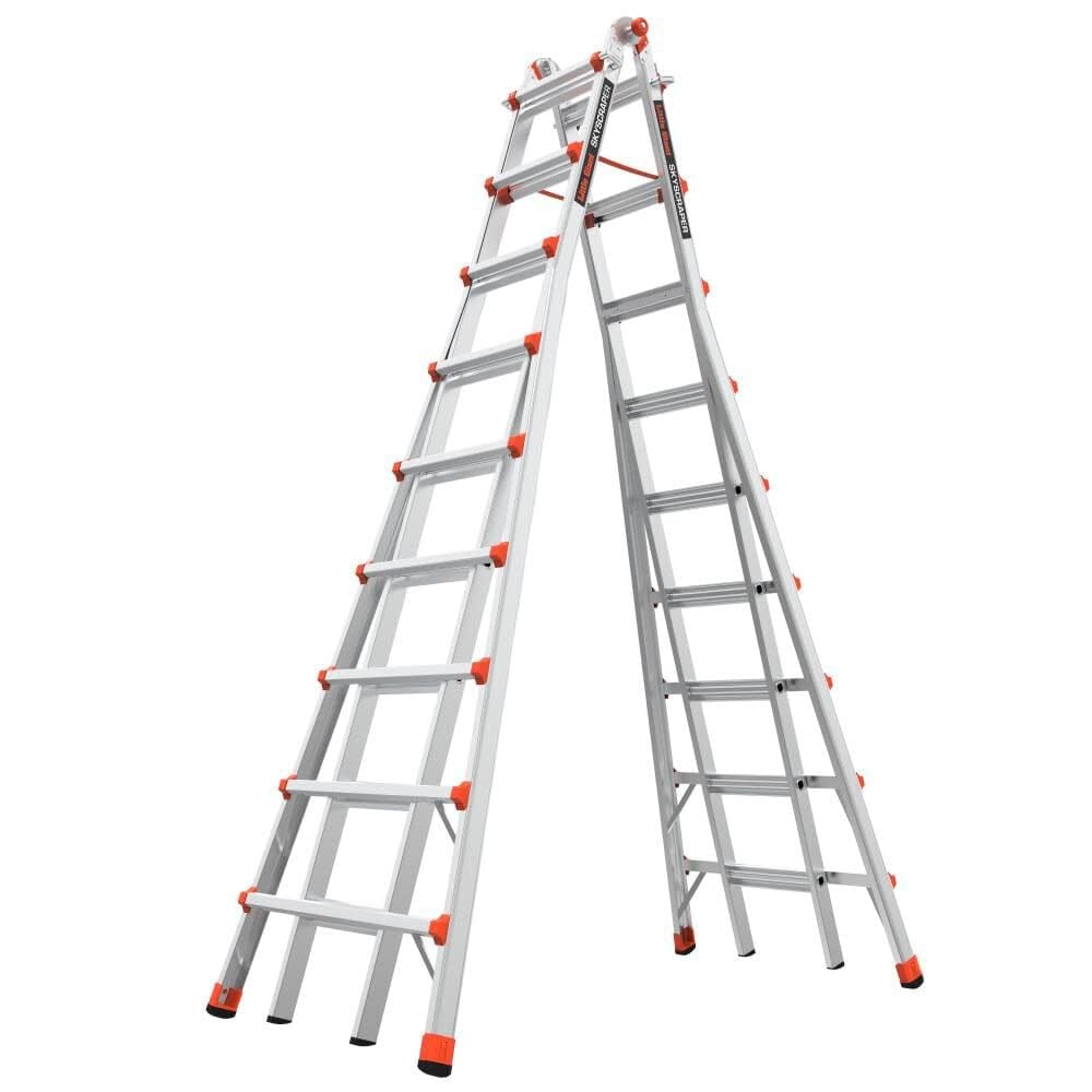 Photo 1 of Little Giant Ladders Skyscraper M17, Adjustable Step Ladder, 9–17 Ft, Aluminum, 300 lb Load Capacity, Type 1A Extra Heavy Duty, 20.7-Ft Reach (10110)
