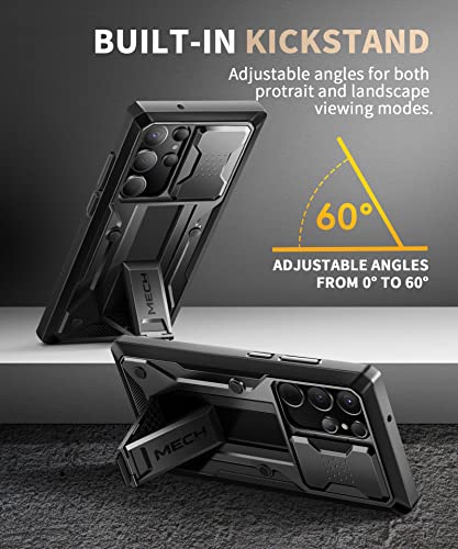 Tongate For Samsung Galaxy S23 Ultra Case, [Bulit-In Slide Camera Cover & Screen Protector] [2 Front Frame] Military Grade Shockproof S23 Ultra Phone Case With Kickstand & Belt-Clip 6.8", Black #TOP5