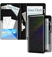 Server Book Cover for Waitress - Glitter Leather Waiter Book Server Wallet with Zipper Pocket, Mo...