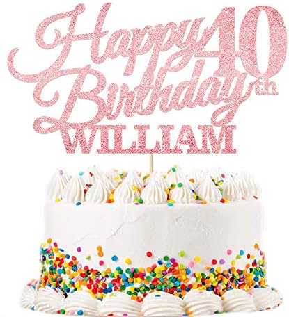 EDSG Personalised Happy Birthday Cake Topper - Custom with Any Name Any Age 16th, 18th, 21st, 30th, 50th, 60th, 80th 90th Cake Decoration - Multicolours Double Sided Glitter Paper Hand Finished in UK