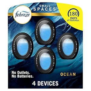 Febreze Small Spaces, Plug in Air Freshener Alternative for home, Odor Fighter Air Freshener, Ocean Scent,25 fl. oz, Pack of 4