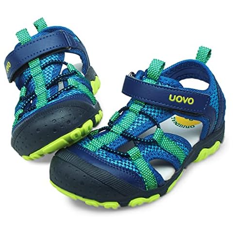 UOVO Boys Sandals Kids Trekking Hiking Sandals Closed Toe Athletic Summer Shoes for Beach, Blue, 1 UK Cover