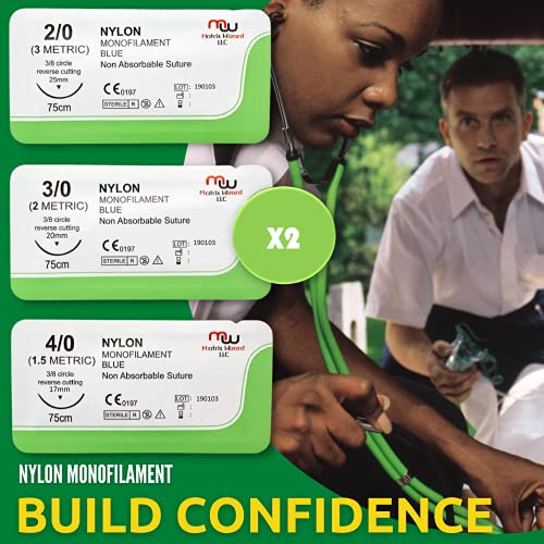 sutures thread with needle 24 mixed 20 30 40 - practicing suturing taxidermy military tactical drill hospital clinic rotation camping first aid travel safety md rn emt vet demo