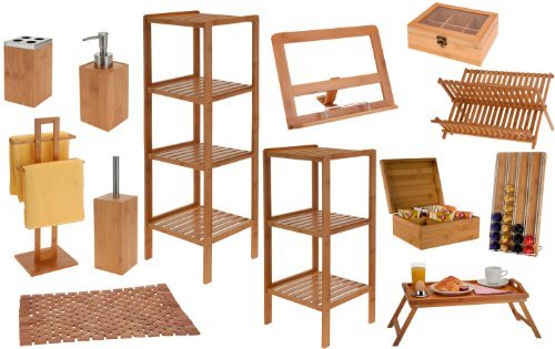 Élégant plateau bambou – 50 x 30 cm – Plateau – Plateau en bois – plateau petit déjeuner de lit – Table pour lit, 2 - Pack