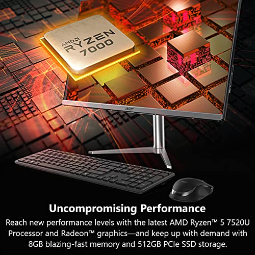 Image of acer Aspire C24-1300-UR32 AIO Desktop | 23.8 inch Full HD IPS Display | AMD Ryzen 5 7520U Quad-Core Processor | AMD Radeon 610M Graphics | 8GB LPDDR5 | 512GB PCIe SSD | Wi-Fi 6E | Windows 11 Home