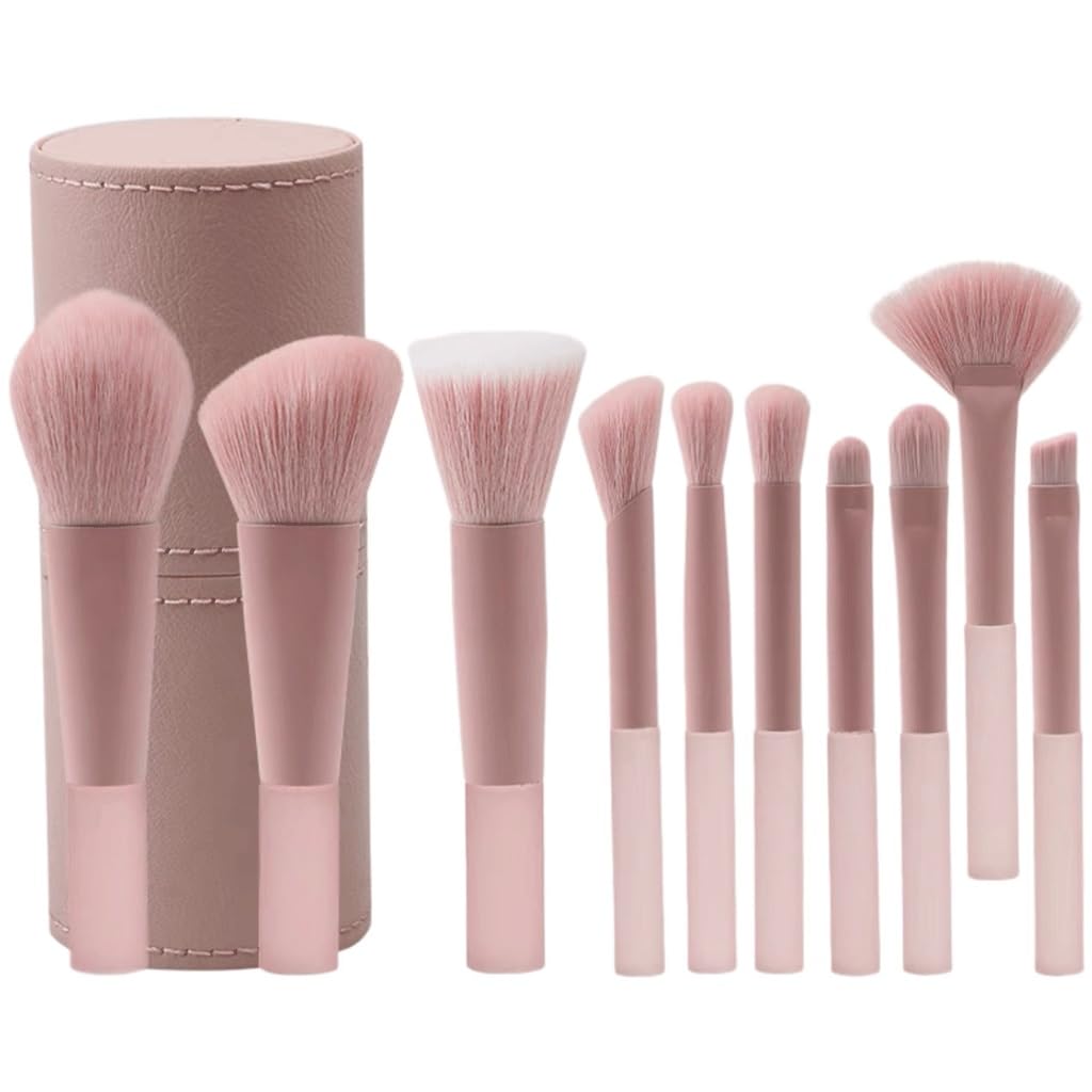 Bantang polvo de melocotón 10 Uds juego de brochas de maquillaje brocha for ojos colorete en polvo brocha Mini herramienta de maquillaje portátil
