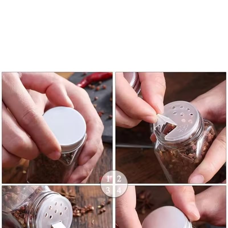 Image of ALEITO 120 ML | Spice Jars For Kitchen Glass Spice Jars with Lids,Spices & Seasonings Sets Organizer Spice Containers, Airtight Food Canisters (4)