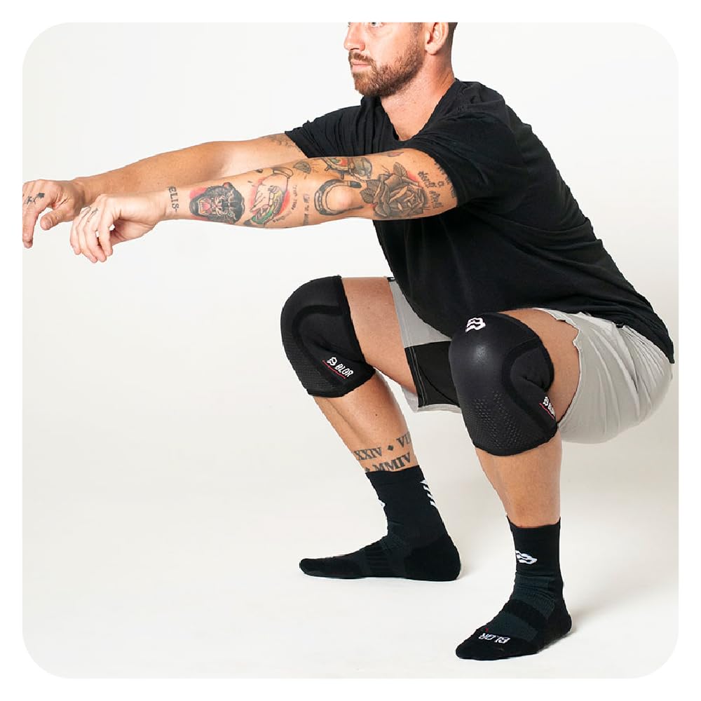 BLOR Rodilleras 2.0 Black 5 | 7 mm ideales para Powerlifting en Neopreme | Unisex de compresión | Levantamiento de pesas | Ideales para culturismo y Crosstraining (7 mm, L)