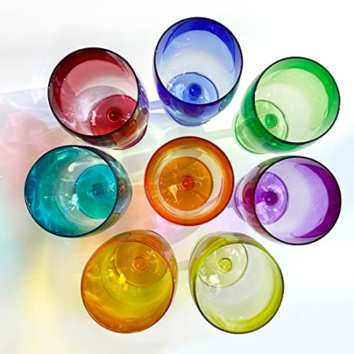 Lily's Home Set Of 8 Colors Unbreakable Poolside 12 Oz Acrylic Plastic Wine And Water Tumbler Stackable Goblets. Made Of Shatterproof Plastic And Ideal For Indoor And Outdoor Use, Reusable. #TOP5