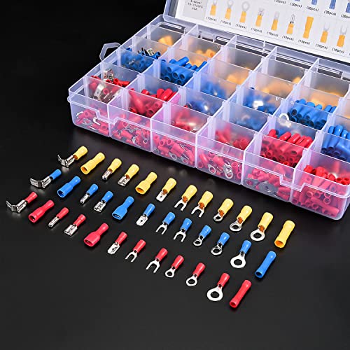 Nilight 50007R 540Pcs Mixed Quick Disconnect Electrical Insulated Butt Bullet Spade Fork Ring Solderless Crimp Terminals 22-16/16-14/12-10 Gauge Electrical Wire Connectors Assortment Kit thumb #8