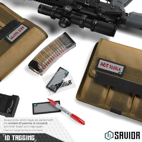 Savior Equipment Mag Buddy 2-Pack Tactical Triple Rifle Mag Pouch, Long Gun Carbine Magazine Organizer Firearm Mag Holder Transportation Carrier, 4 of ID Patches Included - Thumbnail 3