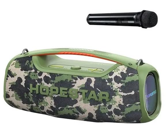 Image of 100W Portable Wireless Bluetooth Speaker with Handle and 1 Microphone, Stereo Audio (Camo)