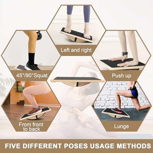 Balance Board Holz, Gleichgewichtstrainer, Wackelbrett Hund, Balance Board Erwachsene, Wackelbrett für Physiotherapie, Balanceboard, für Hunde Training, Wackelpad, für Schreibtisch und Stehpult (A)